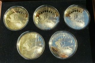 Washington Set of 8 x Half - Pound Golden Eagle Coins.  999 SILVER w/ 24K 3