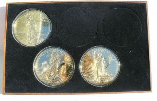 Washington Set of 8 x Half - Pound Golden Eagle Coins.  999 SILVER w/ 24K 5