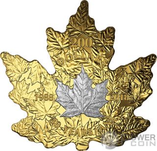 Platinum Maple Leaf 30th Anniversary Cut Out 1 Oz Gold Coin 200$ Canada 2018