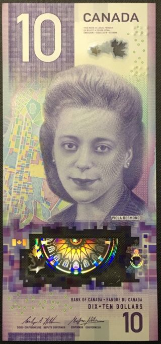 Banknote - 2018 Canada $10 Ten Dollar Polymer,  Viola Desmond,  Unc