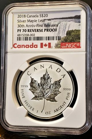 2018 PF 70 Reverse Proof 1st Releases Canada $20 Silver Maple Leaf 30th Anniv. 4