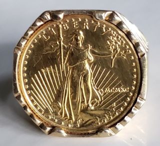 1990 $10 1/4 Oz Gold Eagle American Coin In Chunky Men 