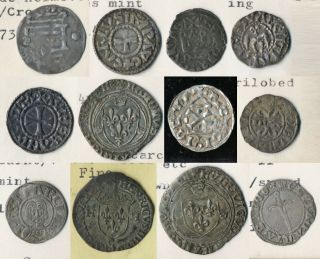 ,  FASCINATING,  12 FRENCH MEDIEVAL HAMMERED COINS WITH ATTRIBUTIONS 2