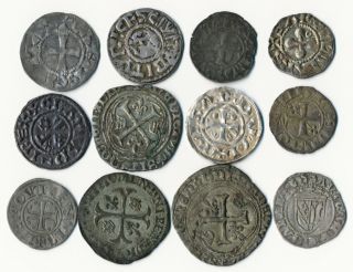 ,  FASCINATING,  12 FRENCH MEDIEVAL HAMMERED COINS WITH ATTRIBUTIONS 3