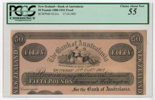 Zealand.  Bank Of Australasia,  1903 " Dunedin " Branch Proof 1903,  50 Pounds