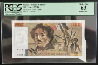 100 Francs Delacroix Cutting Error France 1980 F.  69.  04a