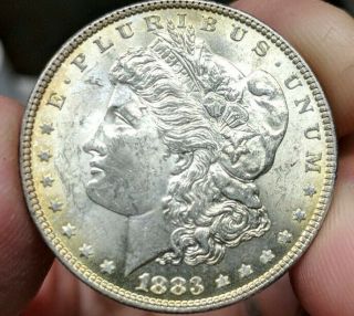 1883 - P Morgan Silver Dollar Pq Chbu Gem With Light Rim Toning