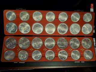 1976 Canada Xxii Olympic 28 Sterling Silver Coin Set W/ Safe Deposit Box Case