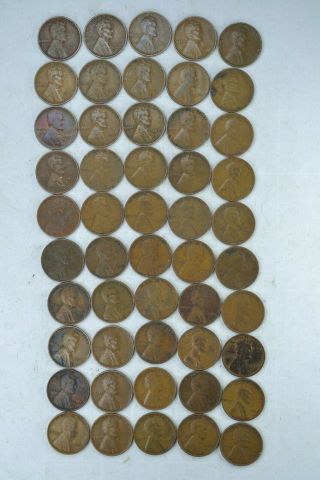Roll Of 50 Circulated 1931 P Lincoln Wheat Cents