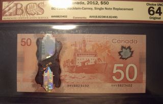Canada 2012 Bc - 72aa $50 Snr Replacement Ahv8823402 - Bcs Chunc - 64