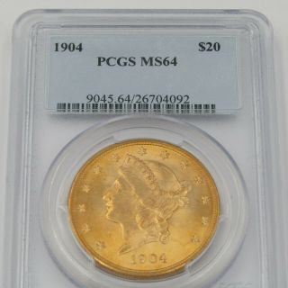 1904 P $20 Liberty Head Double Eagle Gold Coin - PCGS MS64 - Cert 26704092 3