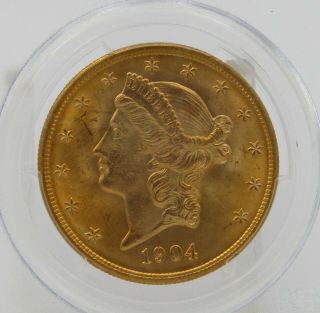 1904 P $20 Liberty Head Double Eagle Gold Coin - PCGS MS64 - Cert 26704092 8