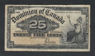 1900 Dominion Of Canada 25 Cents Bank Note Saunders