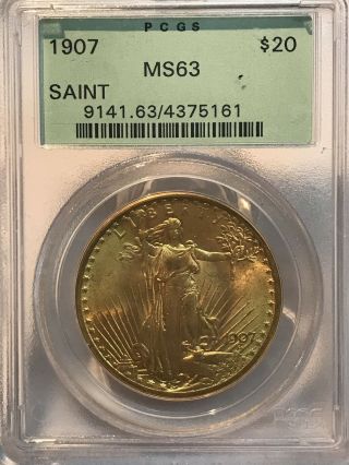 1907 $20 Saint Gaudens Gold Double Eagle Pcgs Ms63 Ogh 4375161