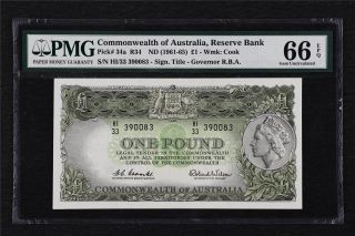 1961 - 65 Commonwealth Of Australia Reserve Bank 1 Shillings Pick 34a Pmg66epq Unc