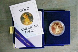 1986 1 Oz.  Gold American Eagle Proof Bullion Coin w/ Box & 3