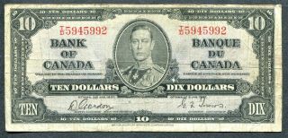Bank Of Canada 1937 $10 Bank Note Fold - Over Print