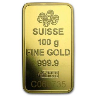 100 gram Gold Bar - PAMP Suisse (Cast,  w/Lady Fortuna) 2