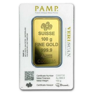 100 gram Gold Bar - PAMP Suisse (Cast,  w/Lady Fortuna) 4