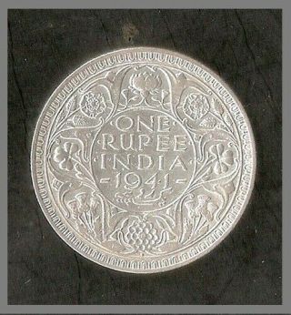 1 Rupee British India George Vi Half Silver 1941 @