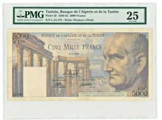 Tunisia - 5000 Francs 1950 - 52,  Pmg 25 Very Fine