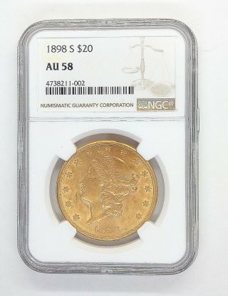 1898 S Us Gold $20 Liberty Head Double Eagle - Ngc Au58