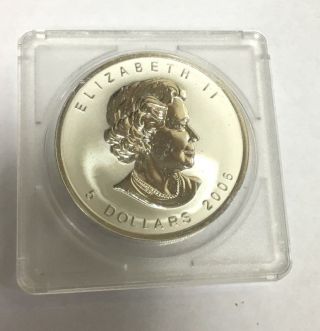 1OZ 9999 Fine Silver Five Dollar 2006 Elizabeth II Canada Maple Leaf Coin 4 5