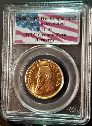 2000 1/2 Oz Gold Krugerrand Pcgs Gem 9 - 11 - 01 Wtc Ground Zero Recovery Coin