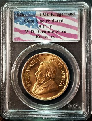 1976 1 Oz Gold Krugerrand Pcgs Gem 9 - 11 - 01 Wtc Ground Zero Recovery Coin