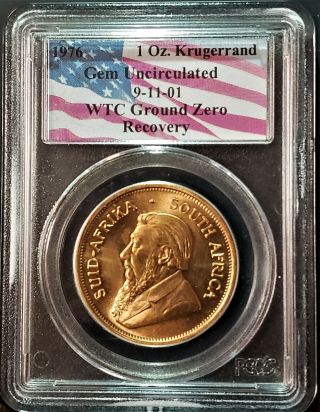 1976 1 Oz Gold Krugerrand PCGS Gem 9 - 11 - 01 WTC Ground Zero Recovery Coin 2