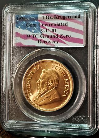 1976 1 Oz Gold Krugerrand PCGS Gem 9 - 11 - 01 WTC Ground Zero Recovery Coin 3