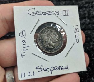 1820 Great Britain George Iii Silver Sixpence - Km665 - 1121