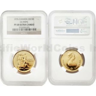 Canada 1976 Olympic $100 1/2 Oz Gold Ngc Pf68 Ultra Cmaeo