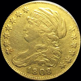1808 Capped Bust Gold Half Eagle NICELY CIRCULATED bold XF $5 Collectible NR 2