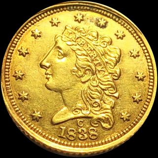 1838 - C Classic Head Quarter Eagle Nearly Uncirculated Charlotte $2.  50 Gold Nr