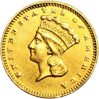 1875 Gold Dollar $1 Liberty Nearly Unc Lustery Ms Bu Pretty Scarce Series Date