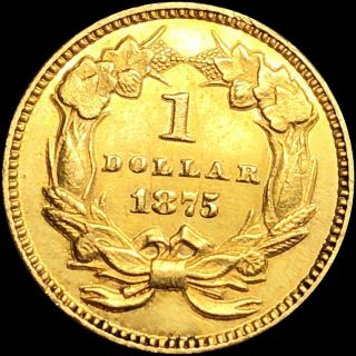 1875 Gold Dollar $1 Liberty Nearly UNC Lustery ms bu Pretty Scarce Series Date 3