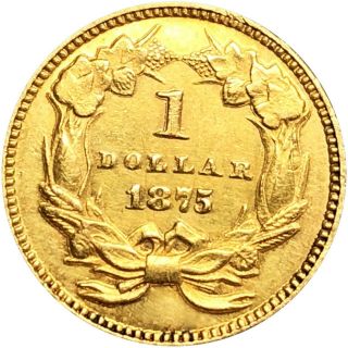 1875 Gold Dollar $1 Liberty Nearly UNC Lustery ms bu Pretty Scarce Series Date 9