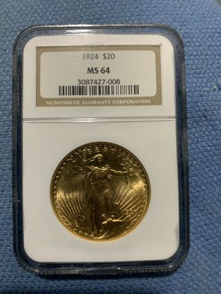 1924 $20 Gold St Gaudens Double Eagle Ngc Ms64