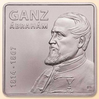 Hungary 2000 Forint 2014 Ganz Abraham Inventor Train Car Wheel - Square Coin Bu