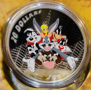 Canada 2015 $20 Looney Tunes Merrie Melodies 1 Oz 99.  99 Pure Silver Color Proof