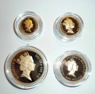 1994 ENGLISH SOVEREIGN Proof Set 4 Coin GOLD w.  Orig.  Box & Papers 3