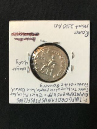 Gordian III Silver Antoninianus - - Roman Coin 238AD Apollo 6