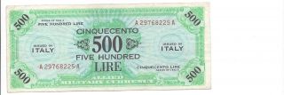 Italy Amc Series 1943a Pick M22a 500 Lire Scarce Grade Ef
