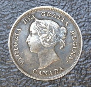 Old Canadian Coin 1892 - 5 Cents -.  925 Silver - Victoria -