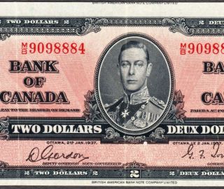 Canada 2 Dollars 1937 Massive Cutting Error Bc - 22b Vf