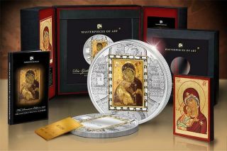 Cook 2013 20$ Virgin of Vladimir Masterpieces of Art 3 Oz Silver & Gold Coin 5