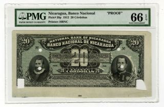 Banco Nacional De Nicaragua,  1912,  Proof Banknote,  20 Cordobas,  P - 59p Pmg Gem 66
