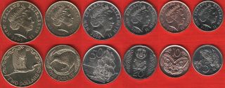 Zealand Set Of 6 Coins: 5 Cents - 2 Dollars 2000 - 2008 Unc
