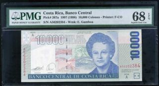 Costa Rica 10000 10,  000 Colones 1997/1998 267 Gem Unc Pmg 68 Epq Highest